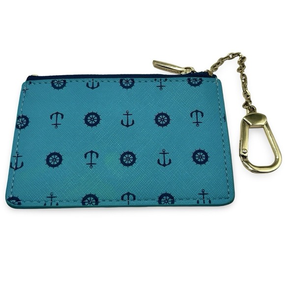 Pink Dolphin Nautical Theme Coin Pouch Luxe Designer Sailor Beach Coastal Travel - Picture 2 of 4